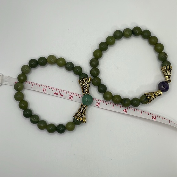 Connemara Marble, Amethyst & Quartzite Bracelet Set - Picture 6 of 8